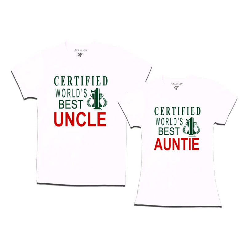 Certified World's Best Uncle-Auntie T-shirts-White-gfashion