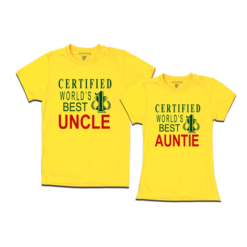 Certified World's Best Uncle-Auntie T-shirts-Yellow-gfashion