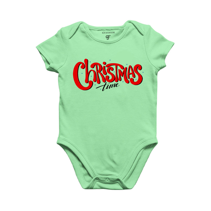 Christmas Time Baby Bodysuit or Rompers or Onesie in Pista Green Color avilable @ gfashion.jpg