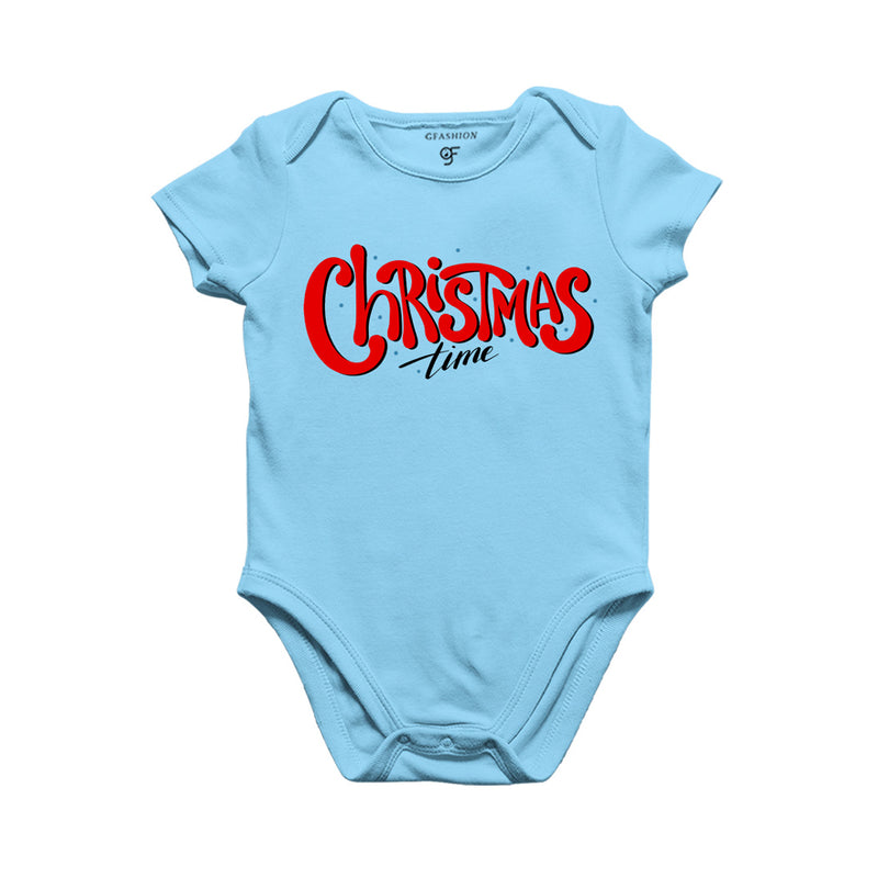 Christmas Time Baby Bodysuit or Rompers or Onesie in Sky Blue Color avilable @ gfashion.jpg
