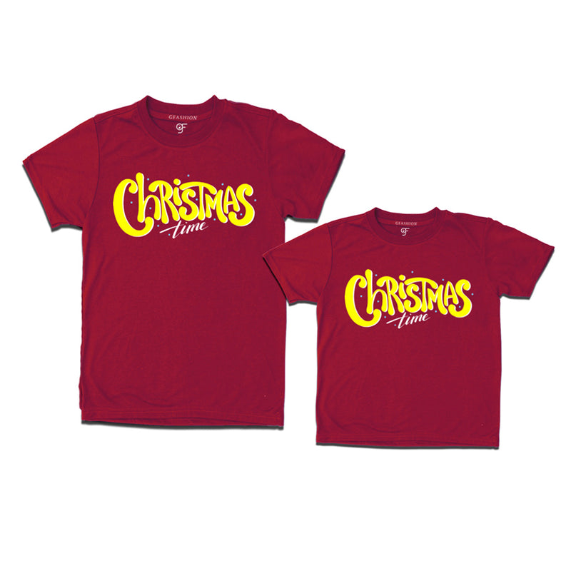Christmas Time Combo T-shirts in Maroon Color avilable @ gfashion.jpg