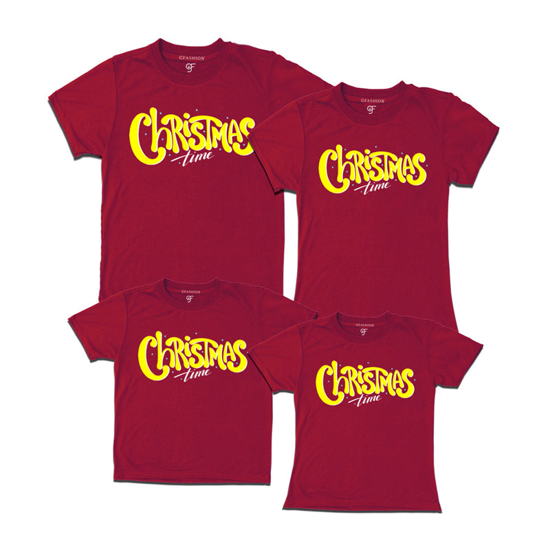 Christmas Time T-shirts for Family-Friends-Group in Maroon Color avilable @ gfashion.jpg