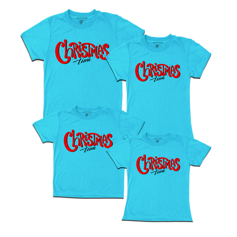 Christmas Time T-shirts for Family in Sky Blue Color avilable @ gfashion.jpg