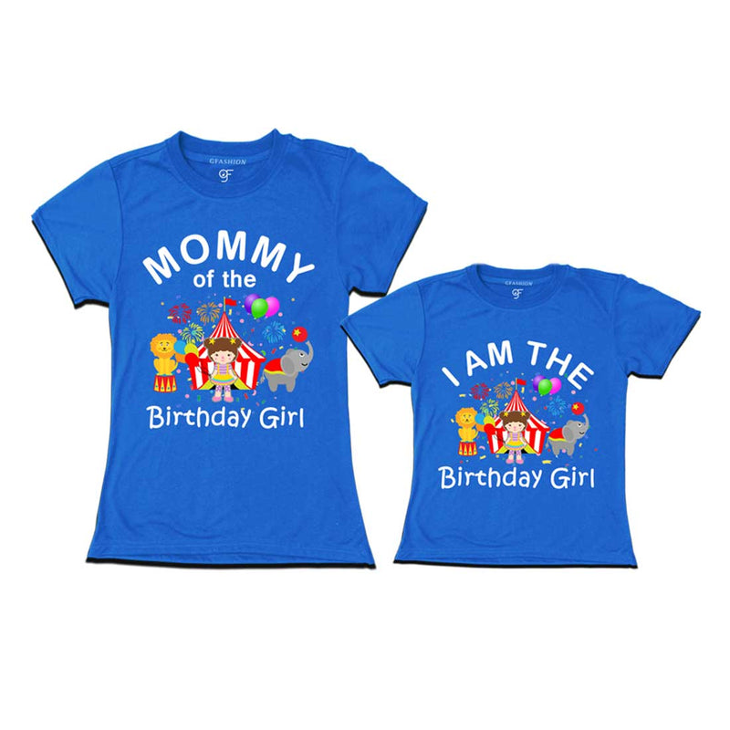 Circus Theme Birthday T-shirts for Mom and Daughter in Blue Color available @ gfashion.jpg