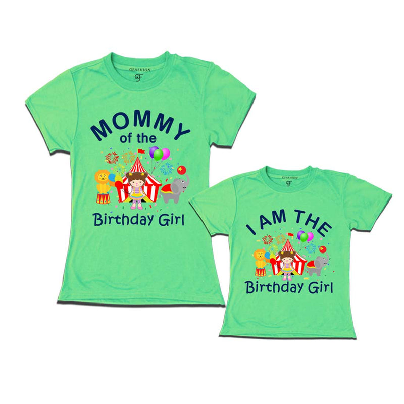 Circus Theme Birthday T-shirts for Mom and Daughter in Pista Green Color available @ gfashion.jpg