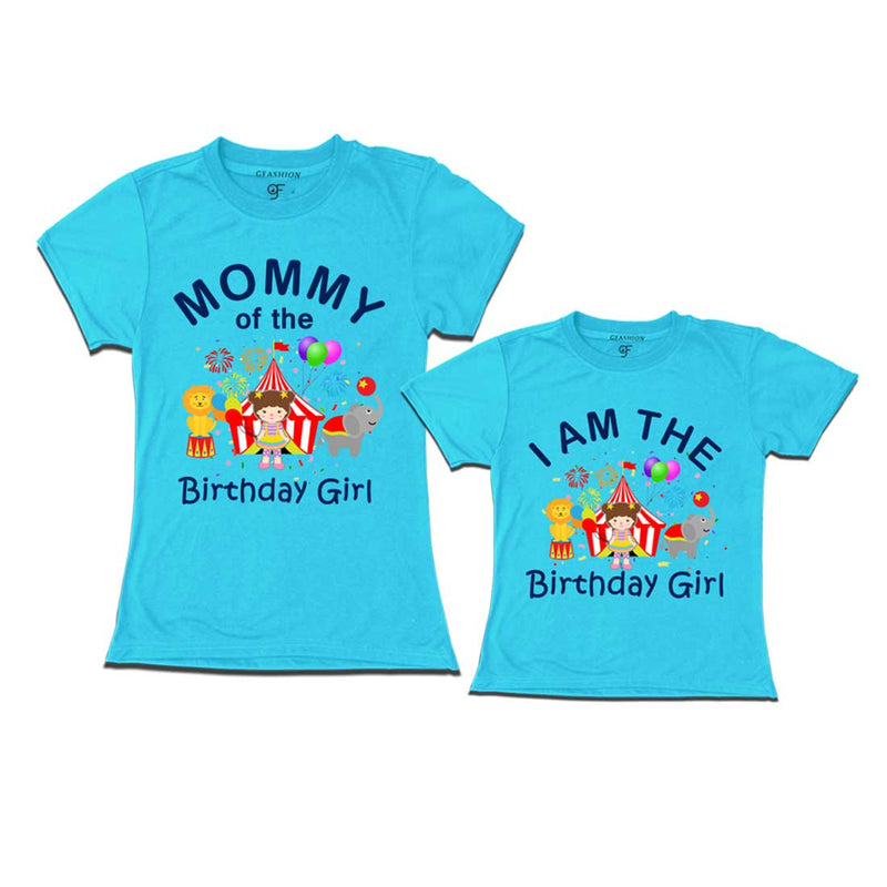 Circus Theme Birthday T-shirts for Mom and Daughter in Sky Blue Color available @ gfashion.jpg