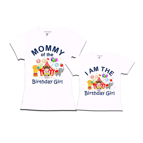 Circus Theme Birthday T-shirts for Mom and Daughter in White Color available @ gfashion.jpg