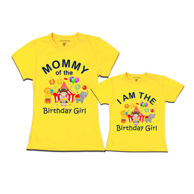 Circus Theme Birthday T-shirts for Mom and Daughter in Yellow Color available @ gfashion.jpg