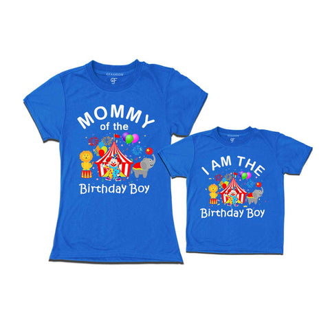 Circus Theme Birthday T-shirts for Mom and Son in Blue Color available @ gfashion.jpg