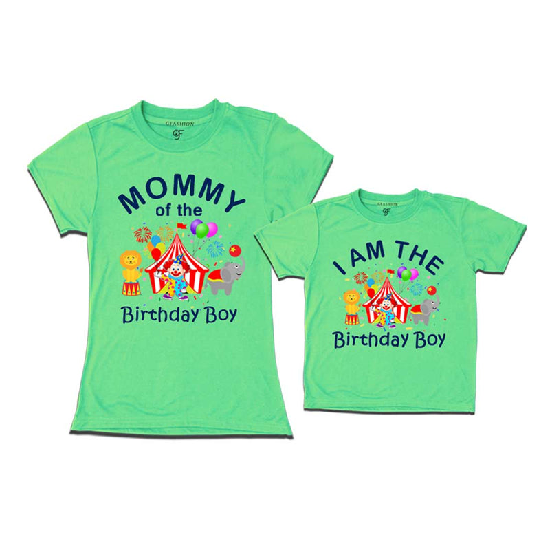 Circus Theme Birthday T-shirts for Mom and Son in Pista Green Color available @ gfashion.jpg