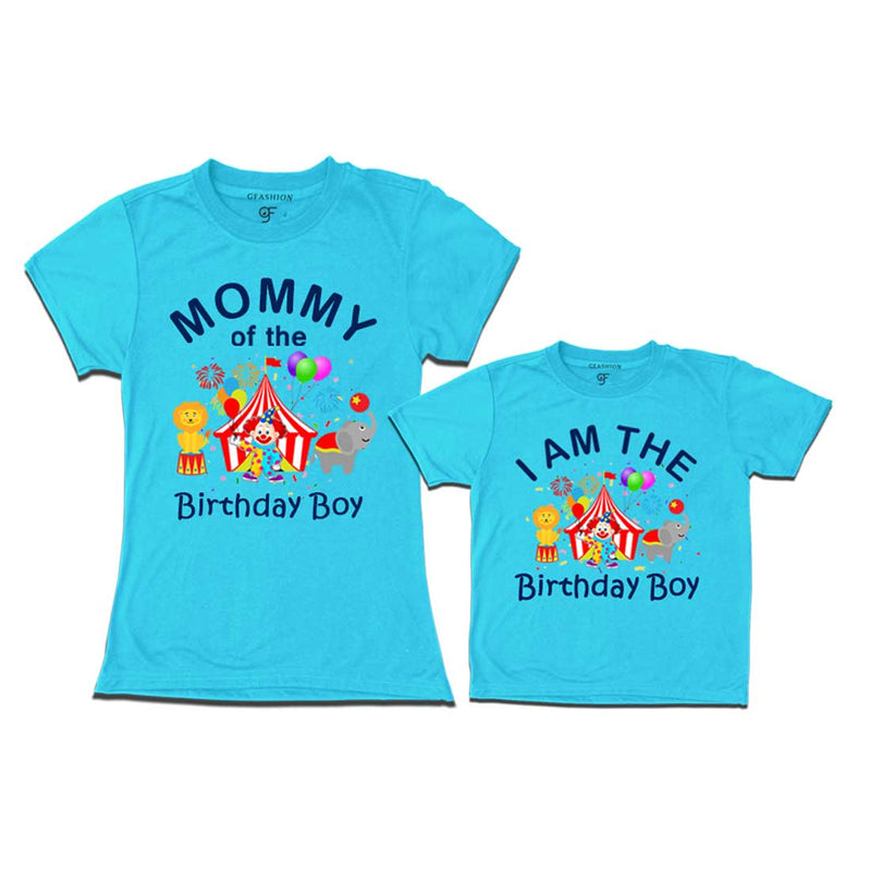 Circus Theme Birthday T-shirts for Mom and Son in Sky Blue Color available @ gfashion.jpg