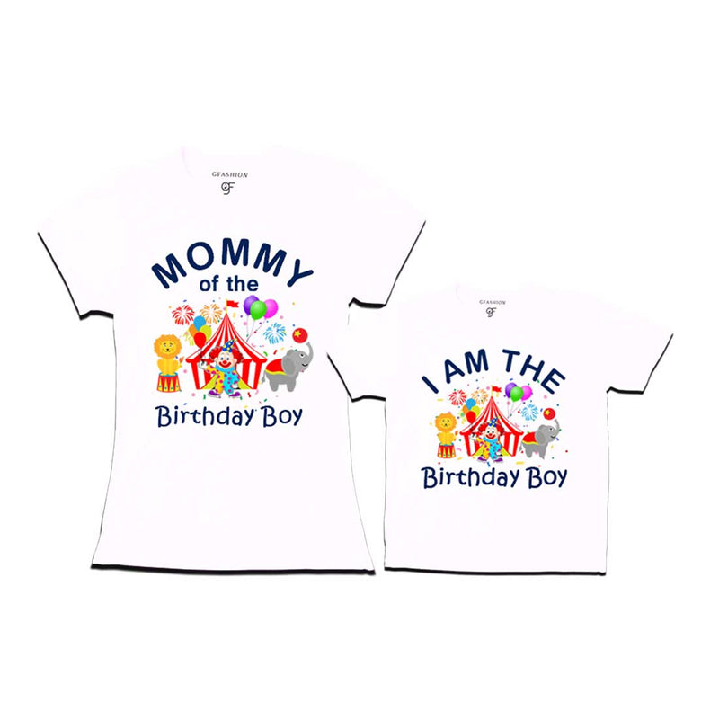 Circus Theme Birthday T-shirts for Mom and Son in White Color available @ gfashion.jpg