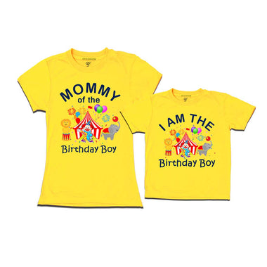 Circus Theme Birthday T-shirts for Mom and Son in Yellow Color available @ gfashion.jpg