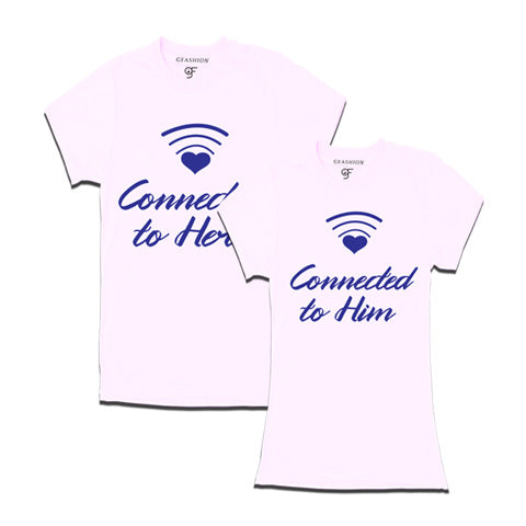 Connected To Her-Him-Couple T-shirts-white Tshirts