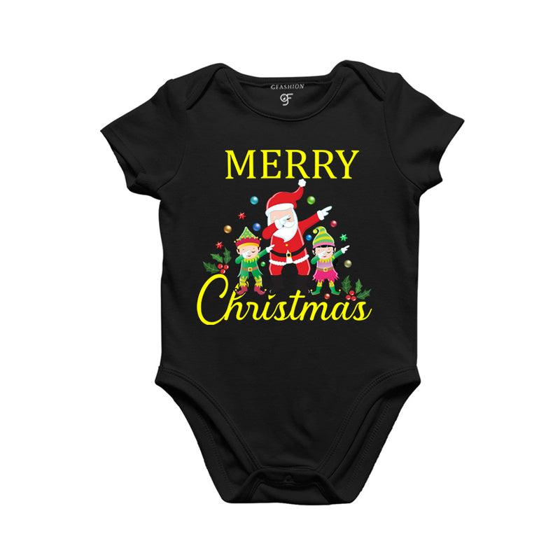 Dabbing Santa Claus Merry Christmas Baby Bodysuit or Onesie or Rompers in Black Color avilable @ gfashion.jpg