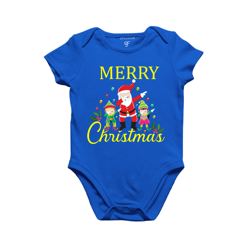 Dabbing Santa Claus Merry Christmas Baby Bodysuit or Onesie or Rompers in Blue Color avilable @ gfashion.jpg