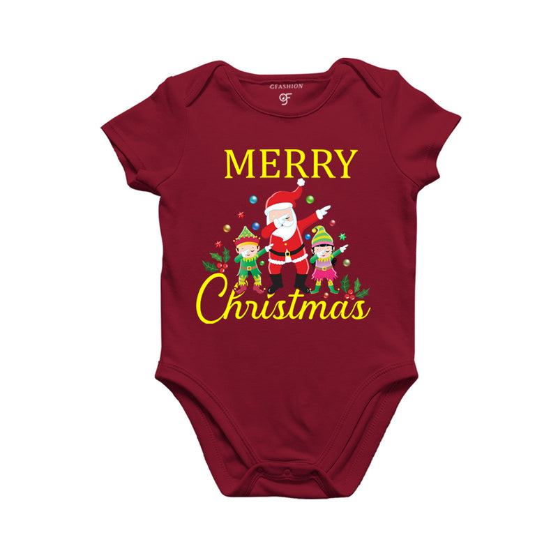 Dabbing Santa Claus Merry Christmas Baby Bodysuit or Onesie or Rompers in Maroon Color avilable @ gfashion.jpg