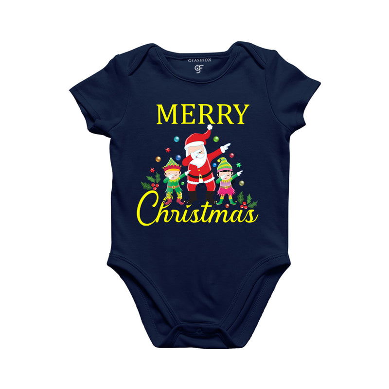 Dabbing Santa Claus Merry Christmas Baby Bodysuit or Onesie or Rompers in Navy Color avilable @ gfashion.jpg