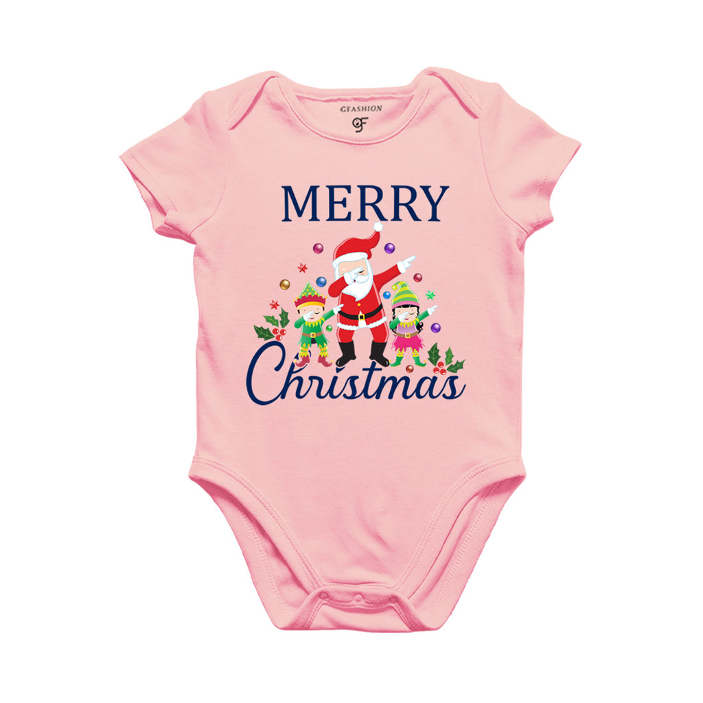 Dabbing Santa Claus Merry Christmas Baby Bodysuit or Onesie or Rompers in Pink Color avilable @ gfashion.jpg