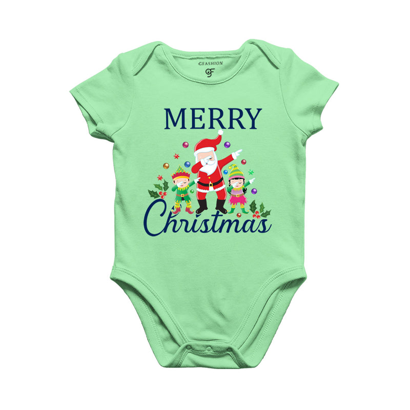 Dabbing Santa Claus Merry Christmas Baby Bodysuit or Onesie or Rompers in Pista Green Color avilable @ gfashion.jpg