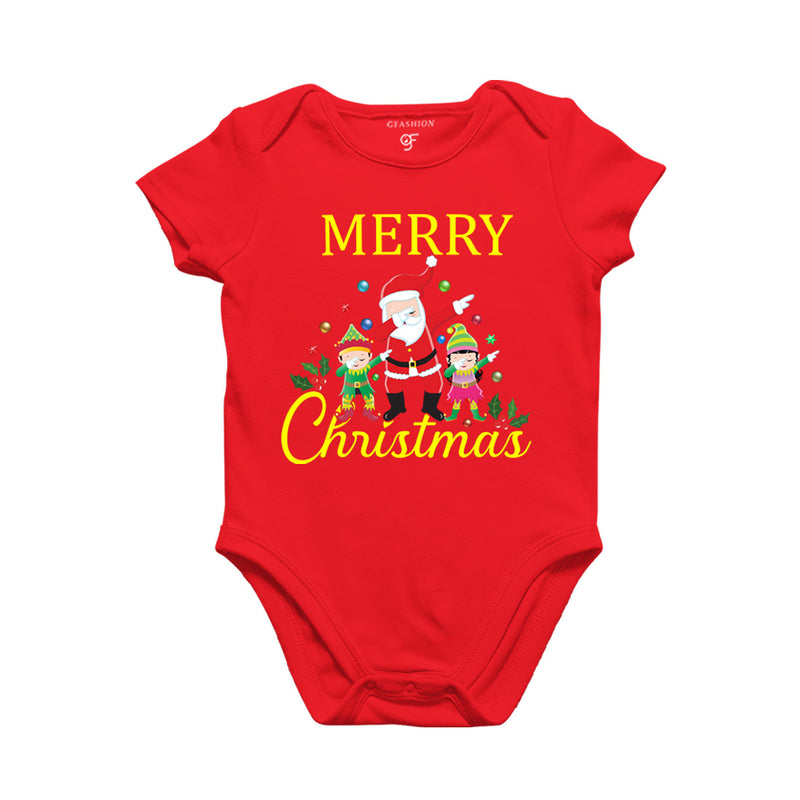 Dabbing Santa Claus Merry Christmas Baby Bodysuit or Onesie or Rompers in Red Color avilable @ gfashion.jpg