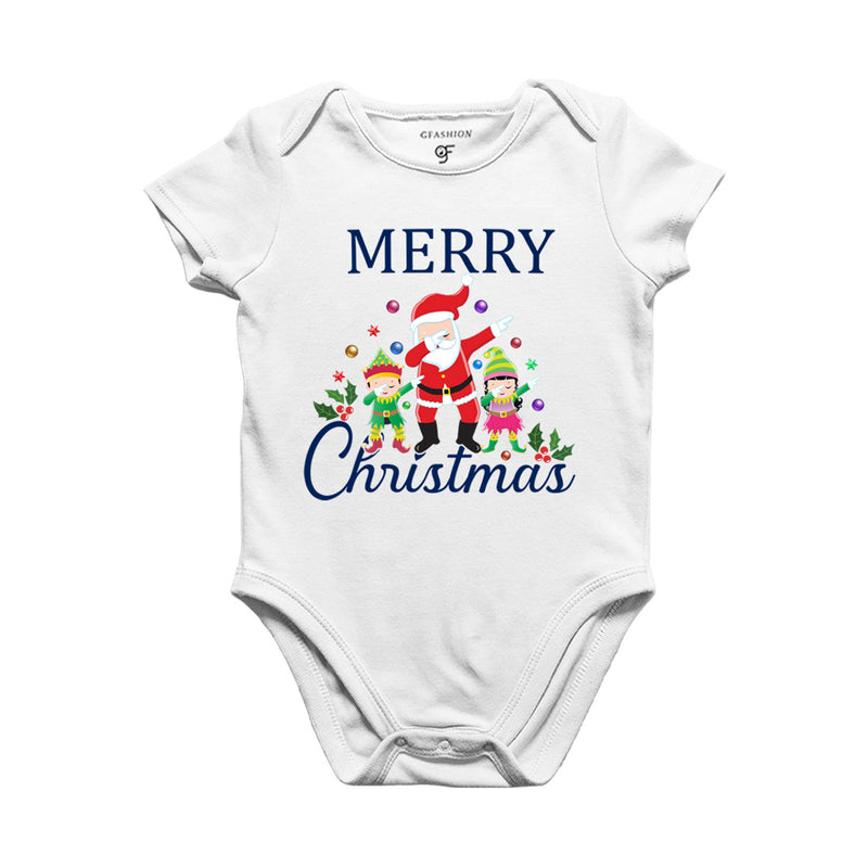 Dabbing Santa Claus Merry Christmas Baby Bodysuit or Onesie or Rompers in White Color avilable @ gfashion.jpg