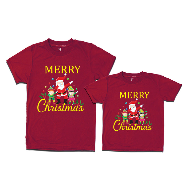 Dabbing Santa Claus Merry Christmas  Combo T-shirts in Maroon Color avilable @ gfashion.jpg