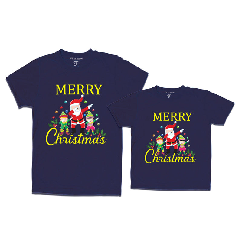 Dabbing Santa Claus Merry Christmas  Combo T-shirts in Navy Color avilable @ gfashion.jpg