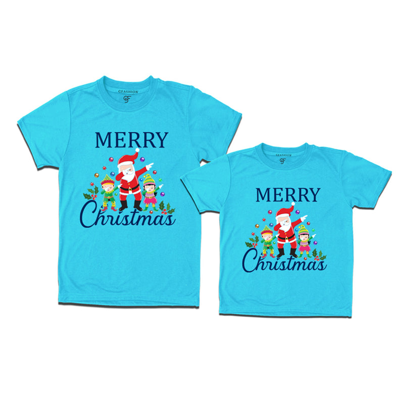 Dabbing Santa Claus Merry Christmas  Combo T-shirts in Sky Blue Color avilable @ gfashion.jpg