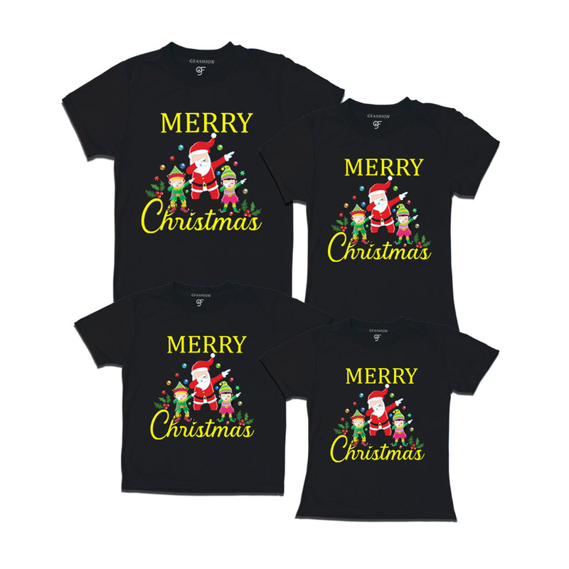 Dabbing Santa Claus Merry Christmas Family T-shirts in Black Color avilable @ gfashion.jpg