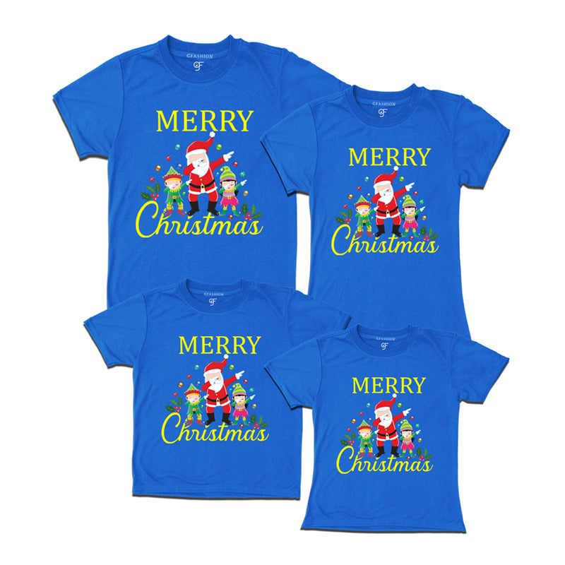 Dabbing Santa Claus Merry Christmas Family T-shirts in Blue Color avilable @ gfashion.jpg