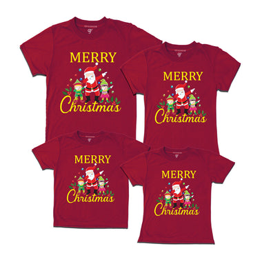 Dabbing Santa Claus Merry Christmas Family T-shirts in Maroon Color avilable @ gfashion.jpg