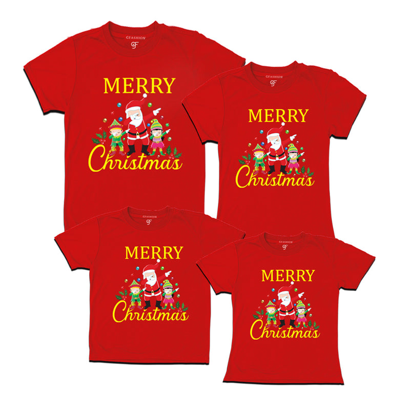 Dabbing Santa Claus Merry Christmas Family T-shirts in Red Color avilable @ gfashion.jpg