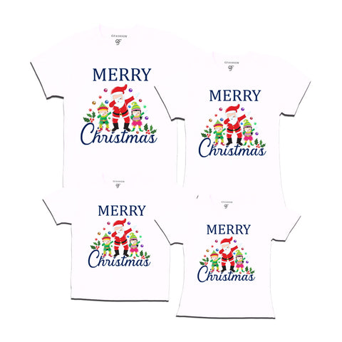 Dabbing Santa Claus Merry Christmas Family T-shirts in White Color avilable @ gfashion.jpg