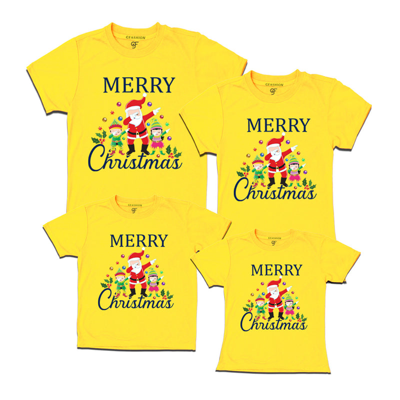 Dabbing Santa Claus Merry Christmas Family T-shirts in Yellow Color avilable @ gfashion.jpg