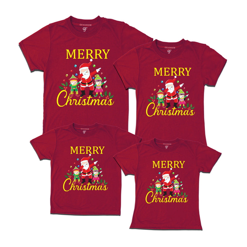 Dabbing Santa Claus Merry Christmas T-shirts for Family-Friends-Group in Maroon Color avilable @ gfashion.jpg