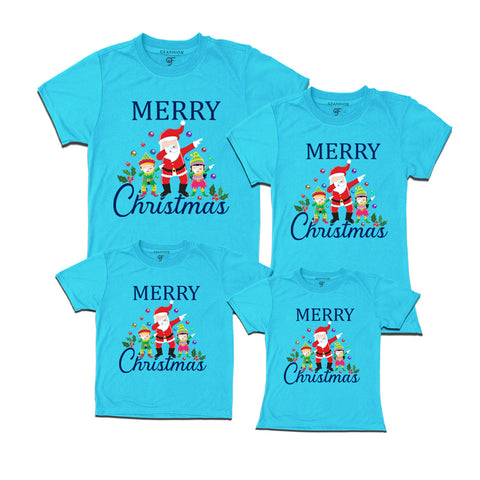 Dabbing Santa Claus Merry Christmas T-shirts for Family-Friends-Group in Sky Blue Color avilable @ gfashion.jpg