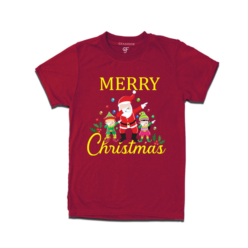 Dabbing Santa Claus Merry Christmas  T-shirts for Men-Women-Boy-Girl in Maroon Color avilable @ gfashion.jpg