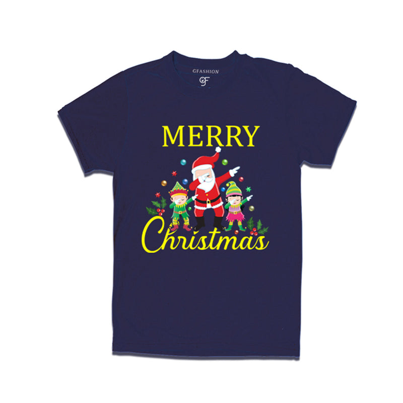 Dabbing Santa Claus Merry Christmas  T-shirts for Men-Women-Boy-Girl in Navy Color avilable @ gfashion.jpg