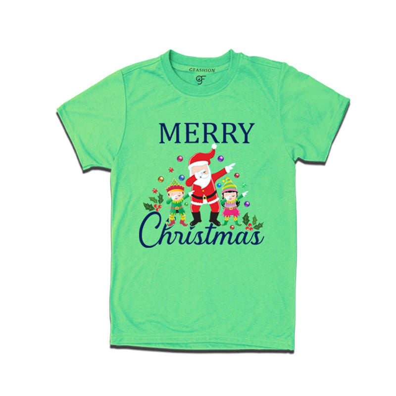 Dabbing Santa Claus Merry Christmas  T-shirts for Men-Women-Boy-Girl in Pista Green Color avilable @ gfashion.jpg