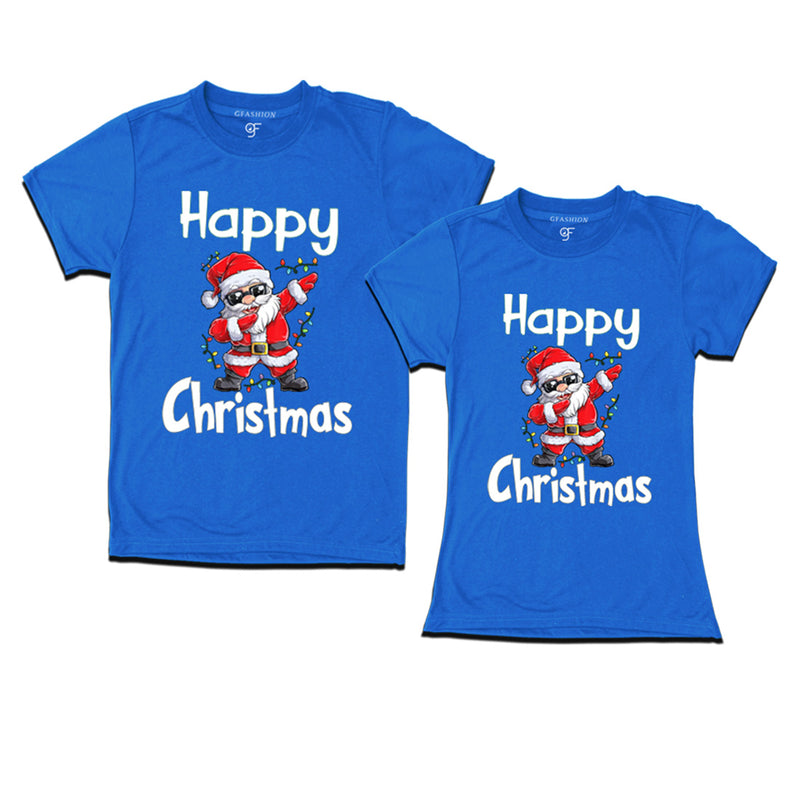Dabbing Santa Happy Christmas Combo T-shirts in Blue Color avilable @ gfashion.jpg