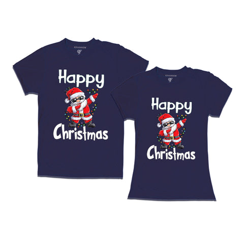 Dabbing Santa Happy Christmas Combo T-shirts in Navy Color avilable @ gfashion.jpg