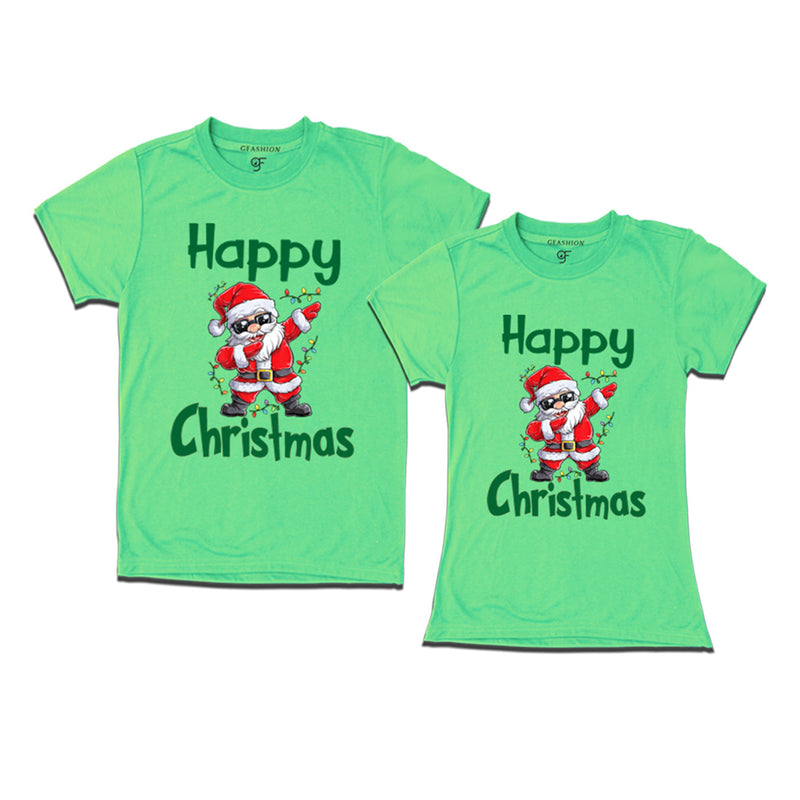 Dabbing Santa Happy Christmas Combo T-shirts in Pista Green Color avilable @ gfashion.jpg