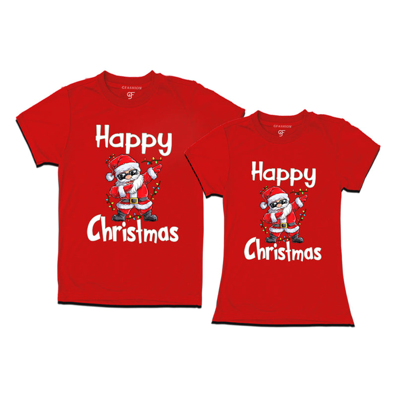 Dabbing Santa Happy Christmas Combo T-shirts in Red Color avilable @ gfashion.jpg