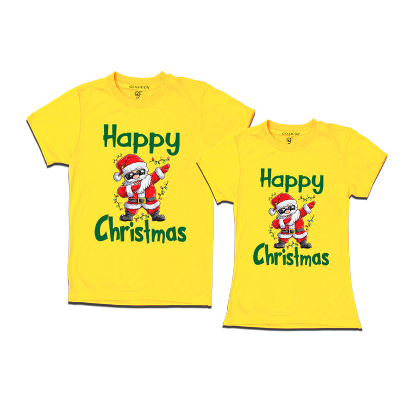 Dabbing Santa Happy Christmas Combo T-shirts in Yellow Color avilable @ gfashion.jpg
