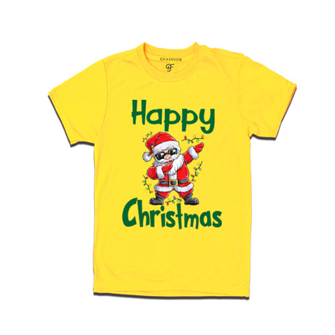 Dabbing Santa Happy Christmas T-shirt for Men-Women-Boy-Girl in Yellow Color avilable @ gfashion.jpg