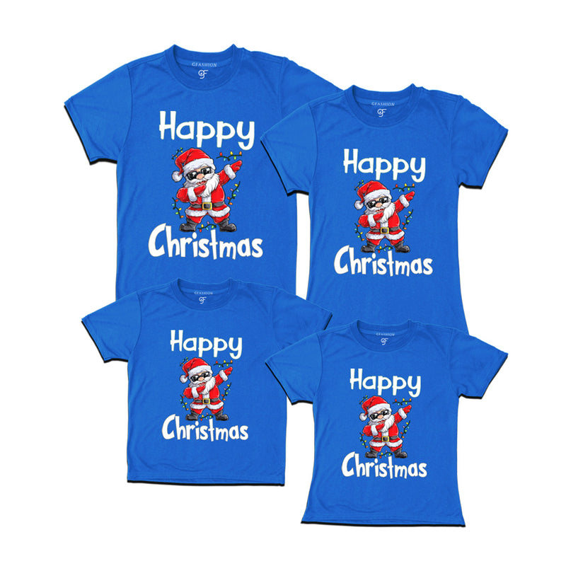 Dabbing Santa Happy Christmas T-shirts for Family-Friends-Group in Blue Color avilable @ gfashion.jpg