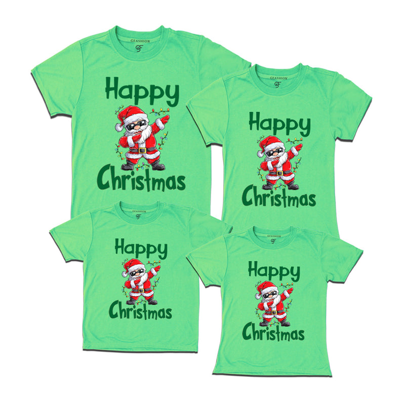 Dabbing Santa Happy Christmas T-shirts for Family-Friends-Group in Pista Green Color avilable @ gfashion.jpg