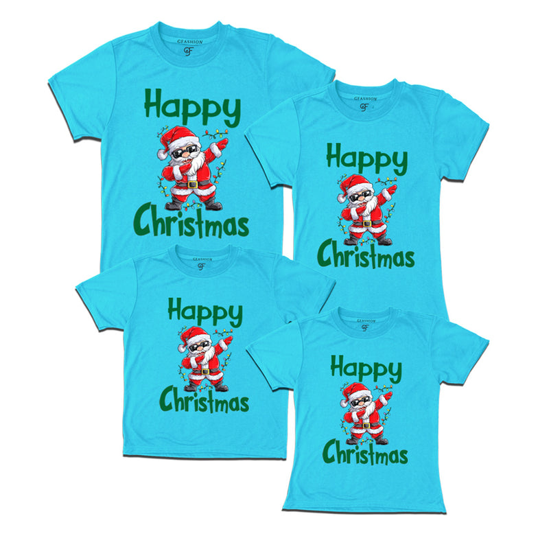 Dabbing Santa Happy Christmas T-shirts for Family-Friends-Group in Sky Blue Color avilable @ gfashion.jpg