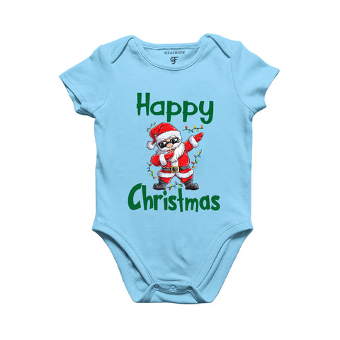 Dabbing Santa Happy christmas-Baby Bodysuit or Romper or Onesie in Sky Blue Color avilable @ gfashion.jpg